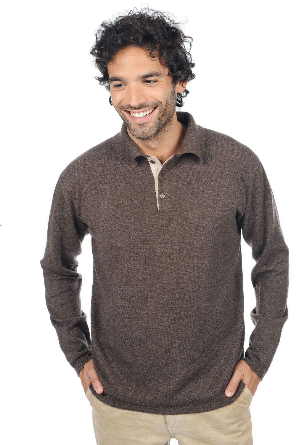 Scott in cashmere uomo - marrone melange-beige intramontabile - Mahogany