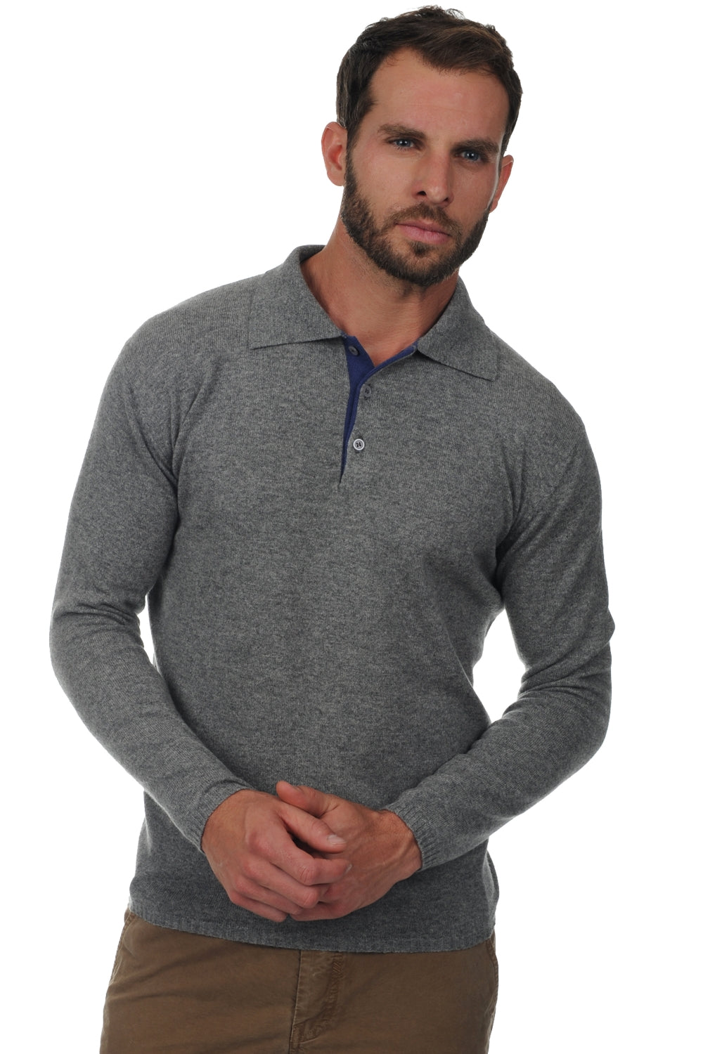 Scott in cashmere uomo - grigio melange-blu intenso - Mahogany