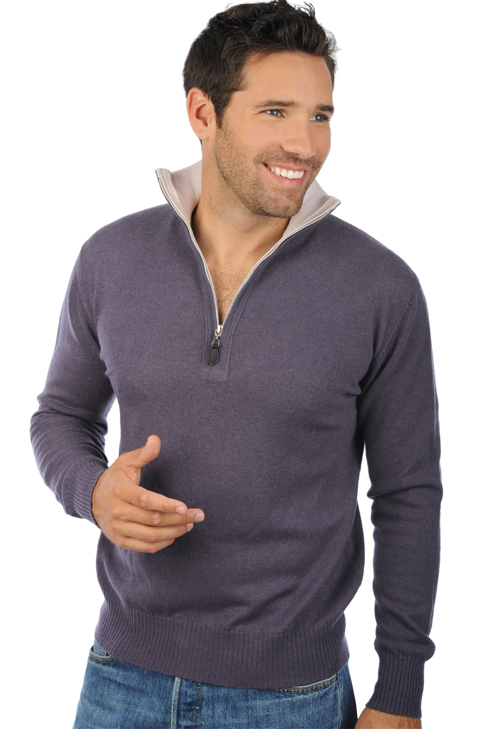 Henri in cashmere uomo - mora-rosa pallido - Mahogany