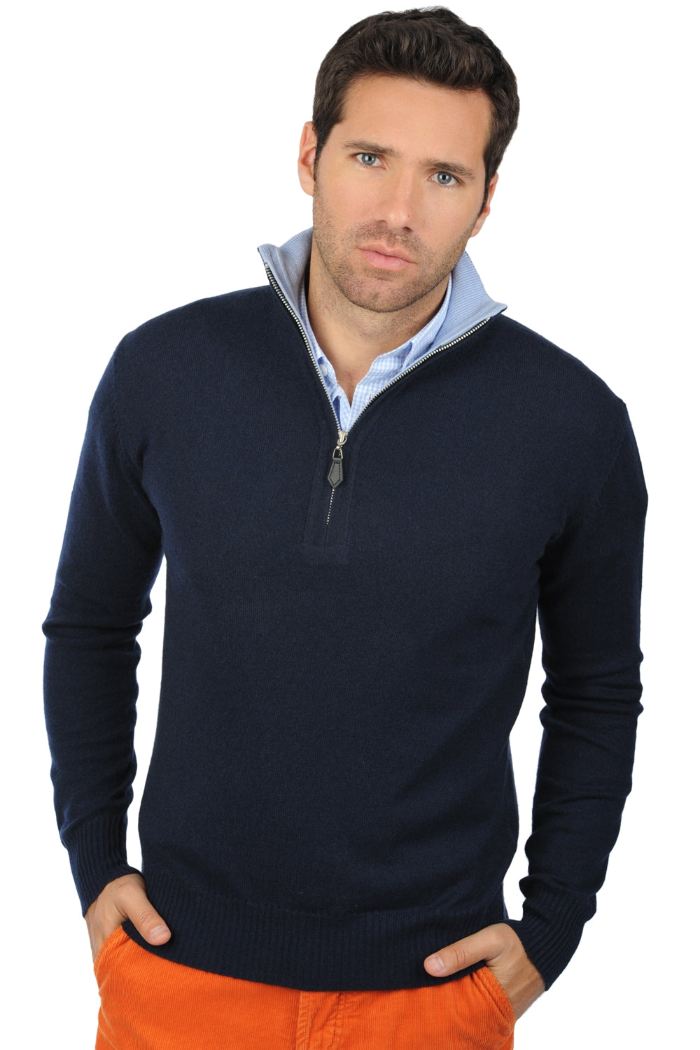 Henri in cashmere uomo - blu marino scuro-azzurro cielo - Mahogany