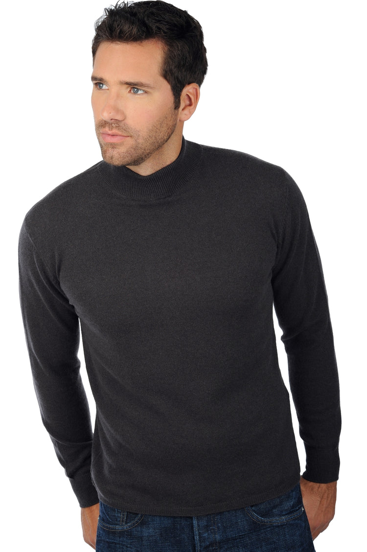 Maglione in cashmere, 100% cashmere, uomo, collo alto / collo a camino, taglio dritto, maniche lunghe, normale / 2 e 4 fili, maglia normale, Mahogany