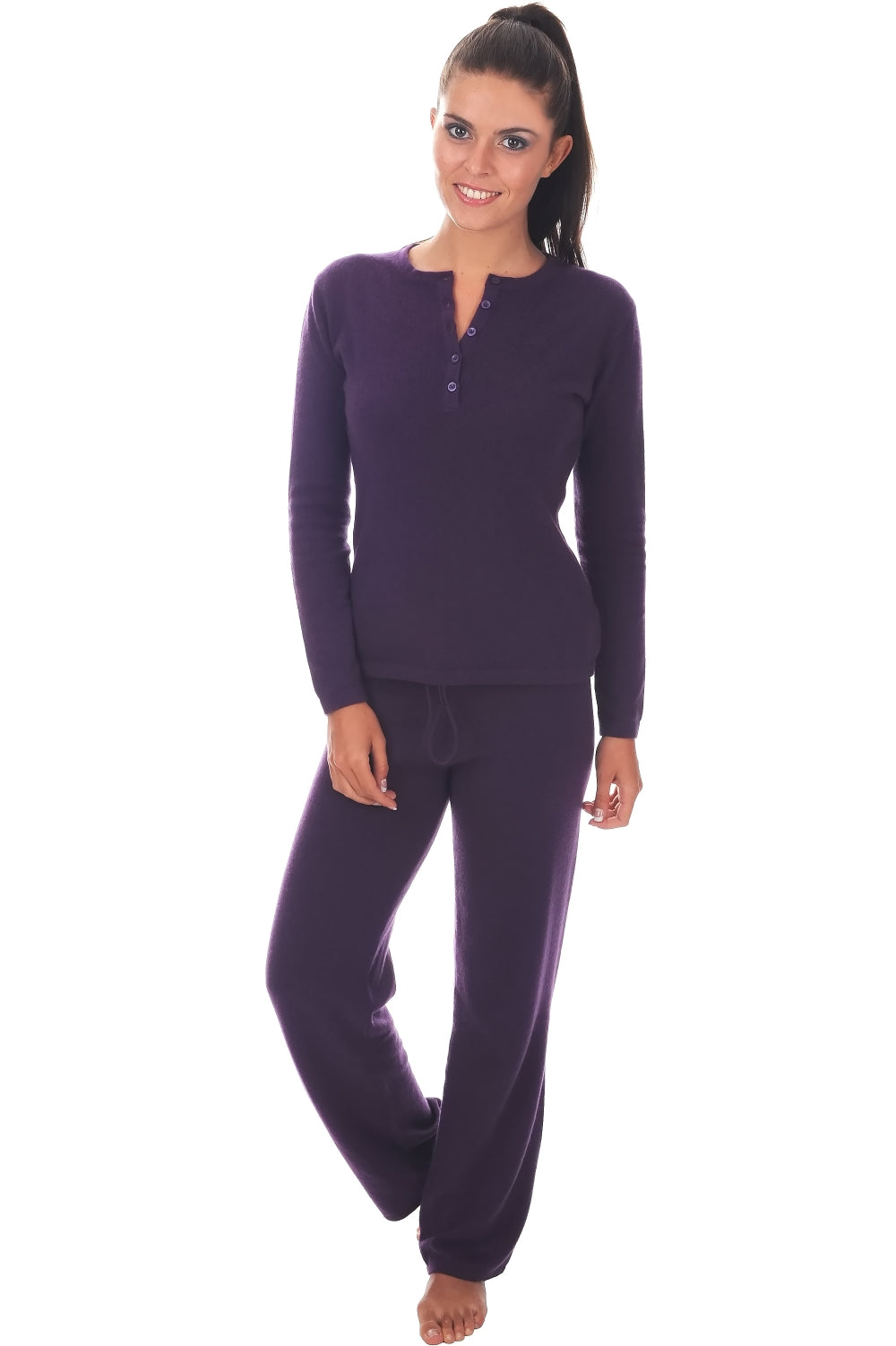 Loan in cashmere donna - prugna - Mahogany