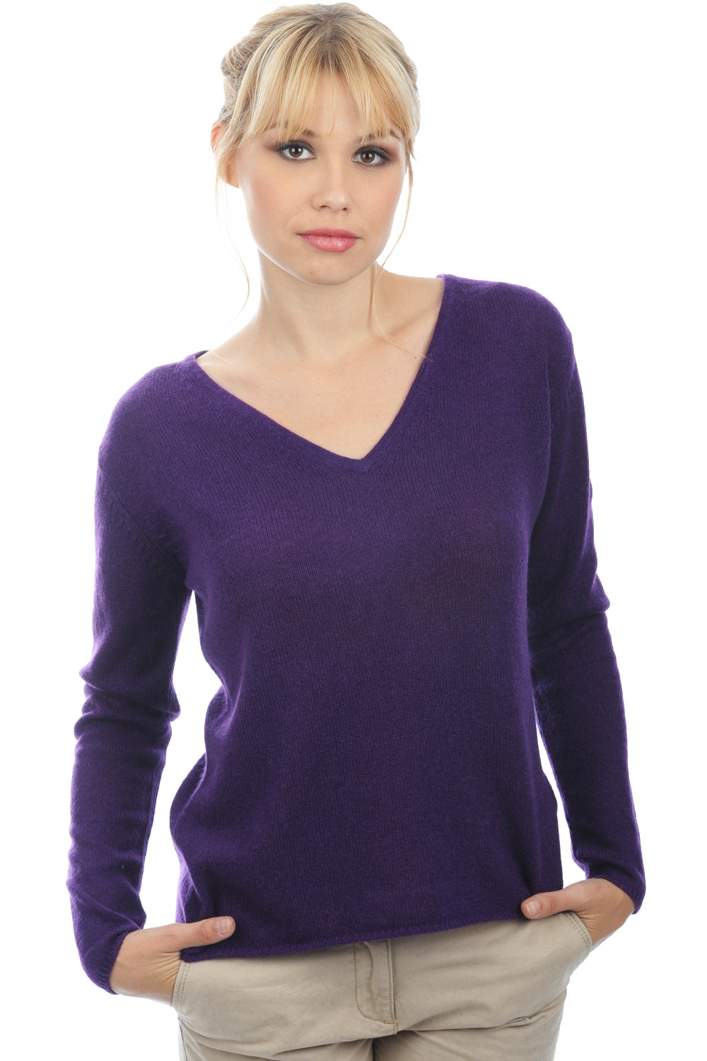 Flavie in cashmere donna - viola vivacissimo - Mahogany