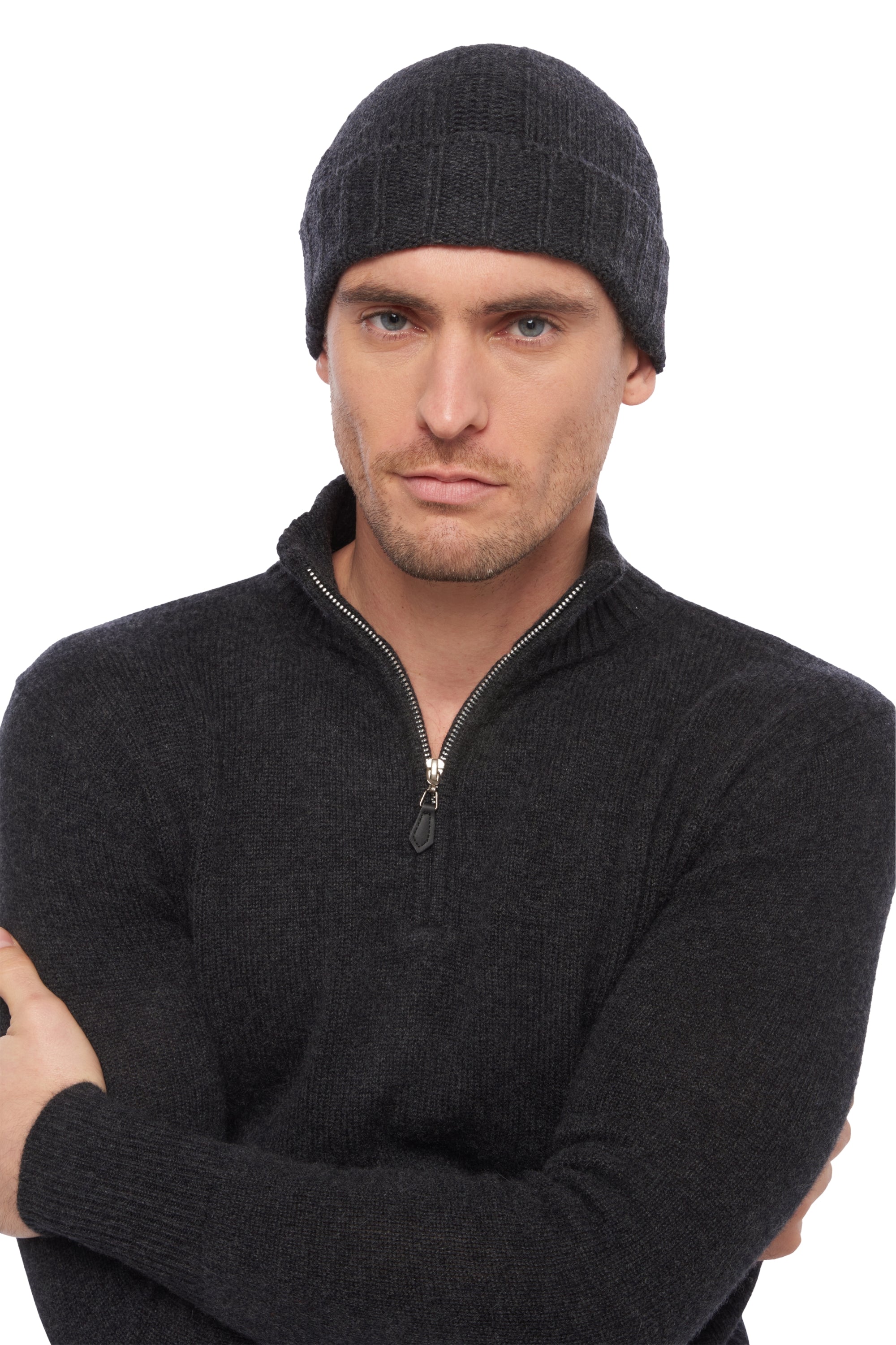Berretto in cashmere, 100% Cashmere, uomo, spesso / 6 fili e +, a coste, Mahogany