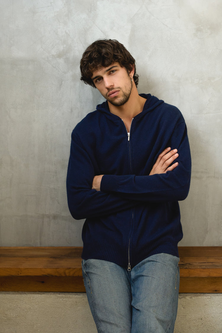 Hiro in cashmere da uomo - blu navy scuro - Mahogany