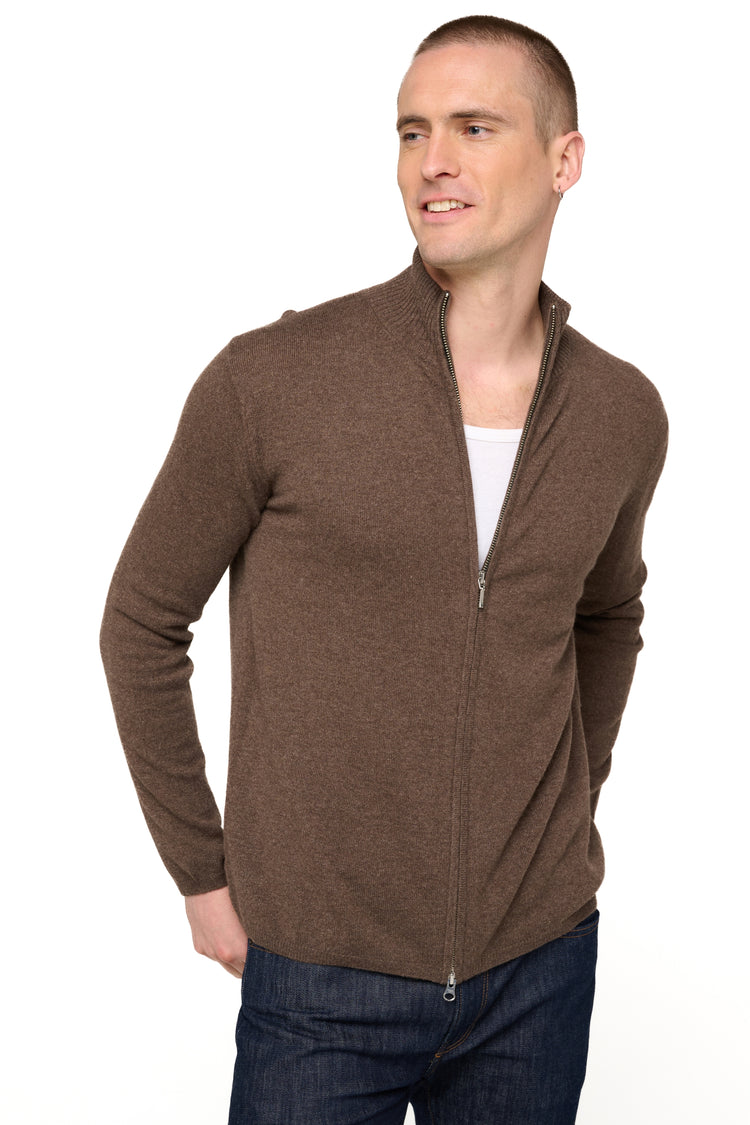 Elton in cashmere uomo - marrone melange - Mahogany