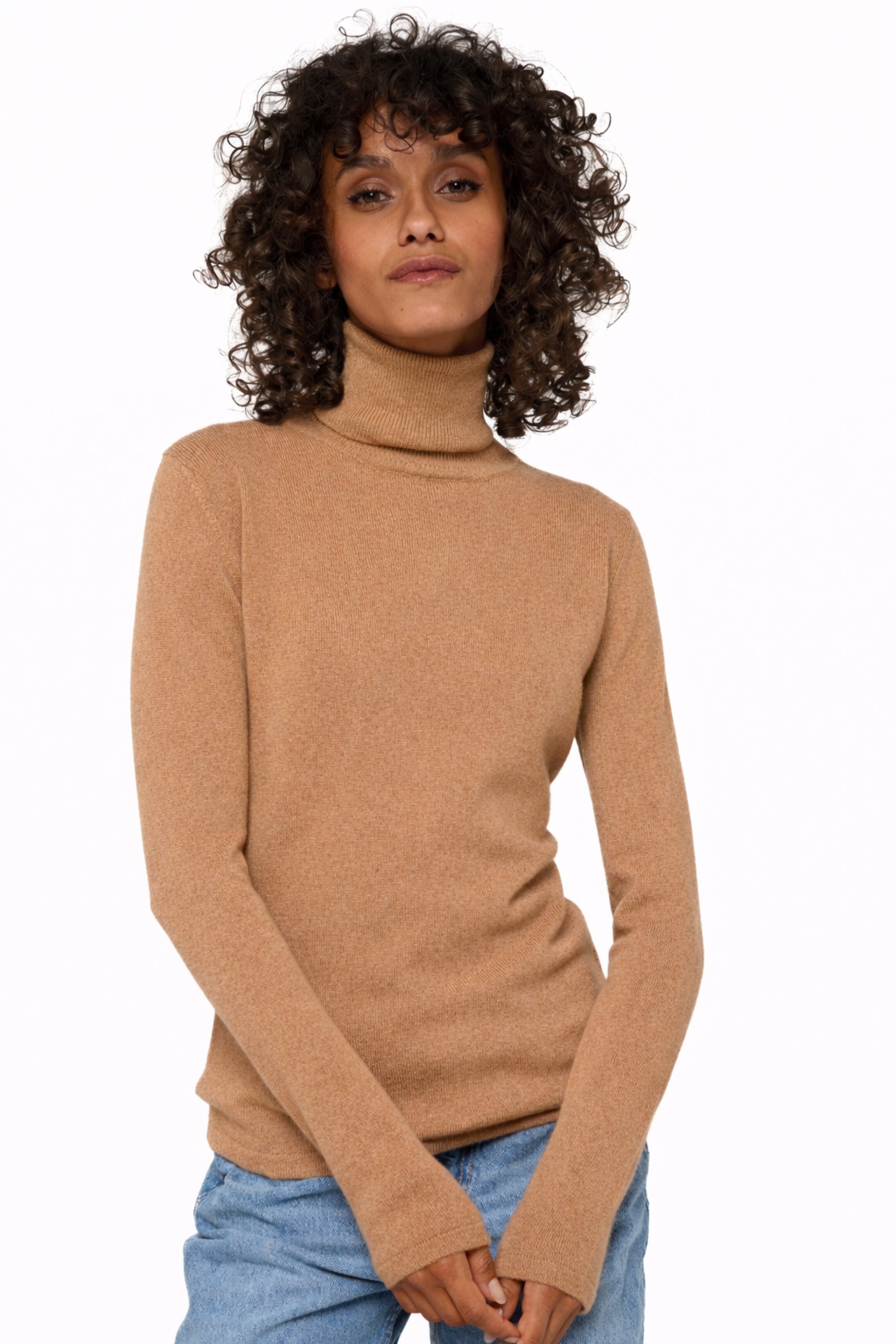 Jade in cashmere donna - cammello chiné - Mahogany