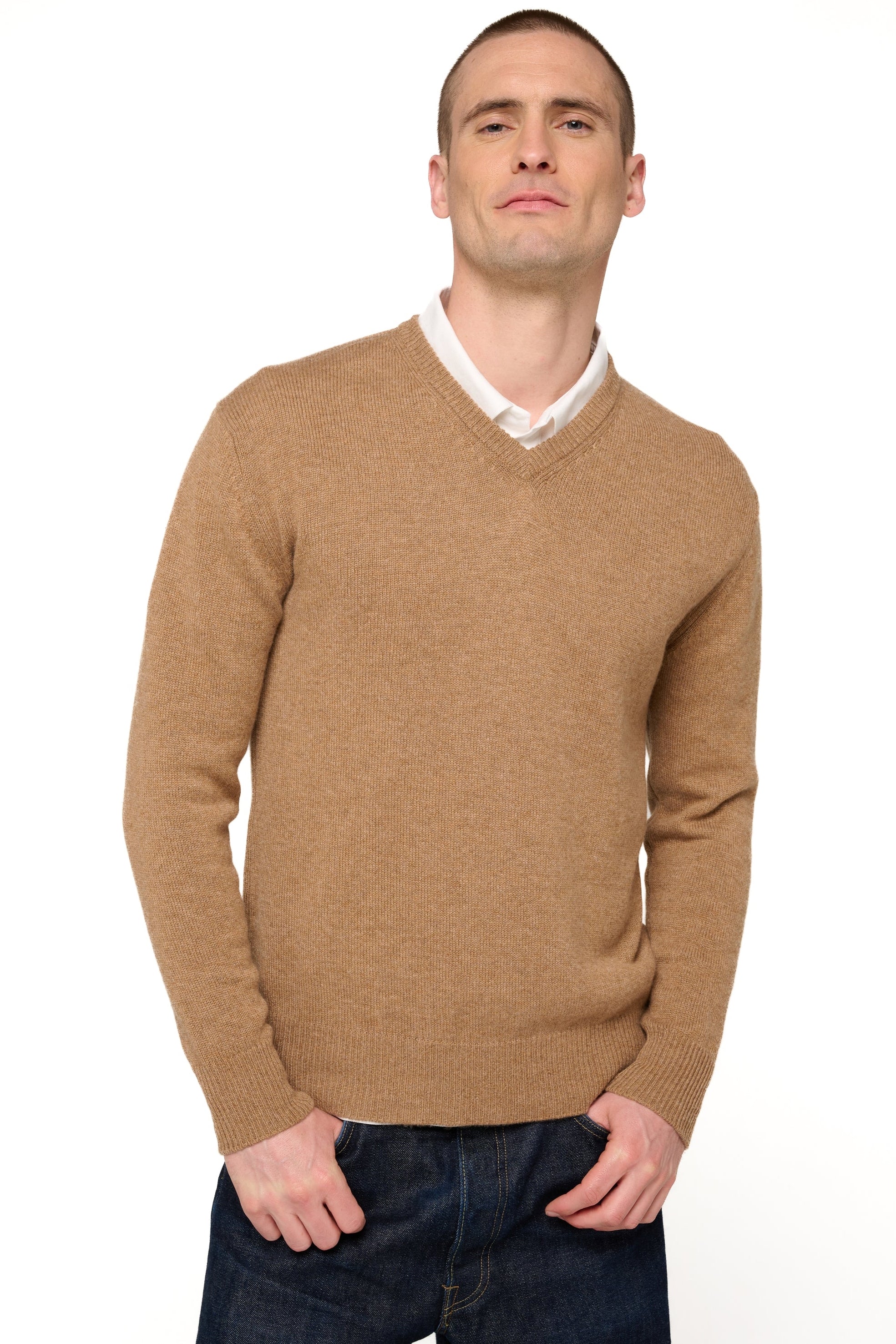 Hippolyte 4F in cashmere uomo - cammello chiné - Mahogany