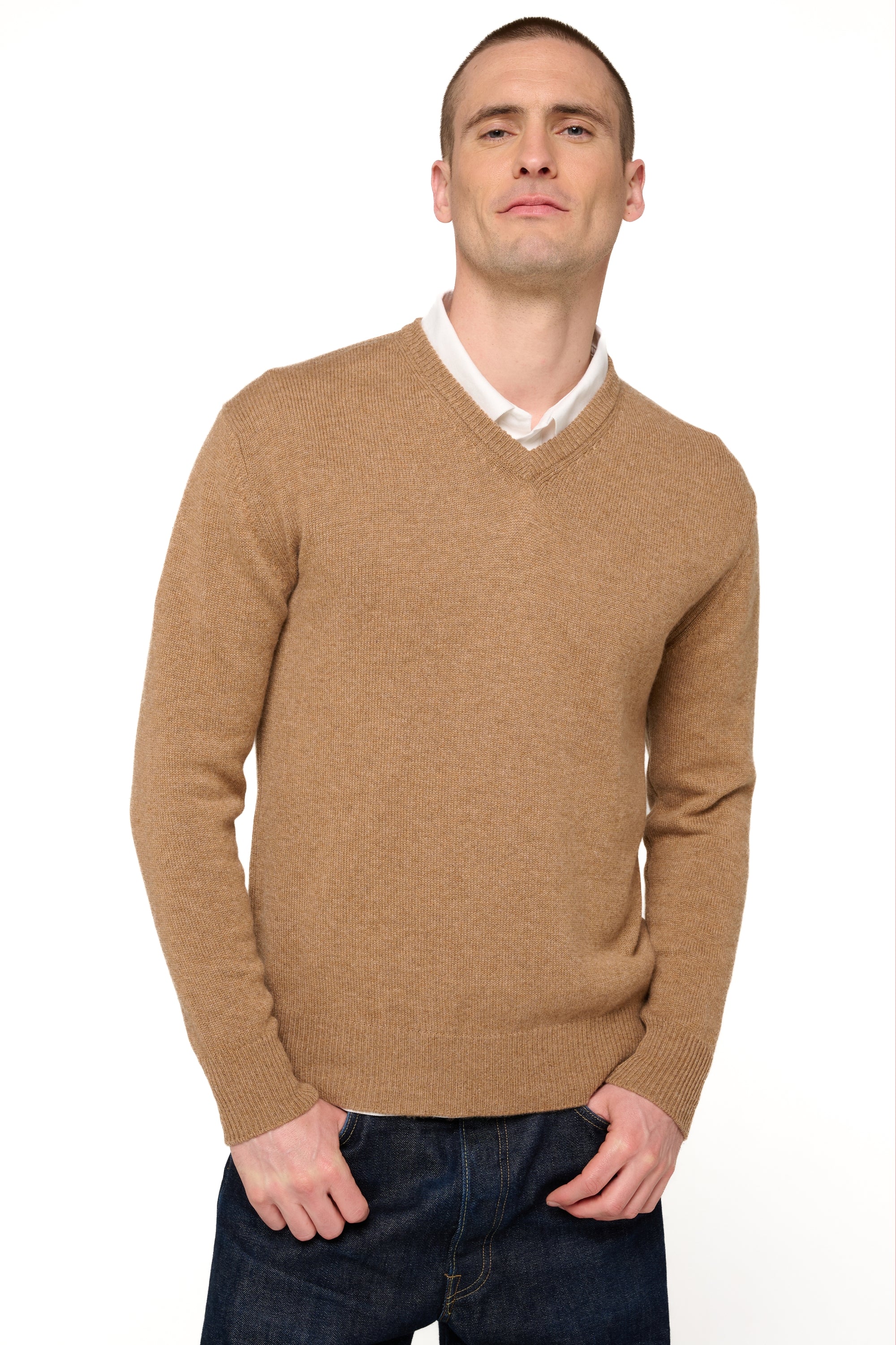 Hippolyte 4F in cashmere uomo - cammello chiné - Mahogany