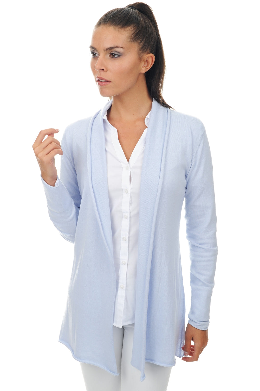 Perlette in cashmere e cotone donna - blu cielo - Mahogany