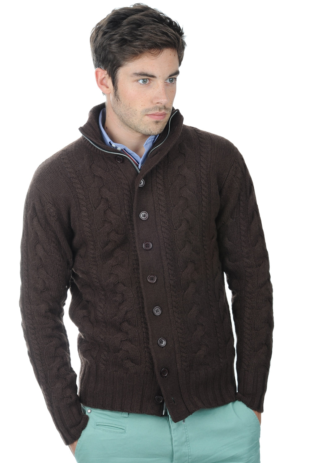 Loris in cashmere uomo - cappuccino - Mahogany