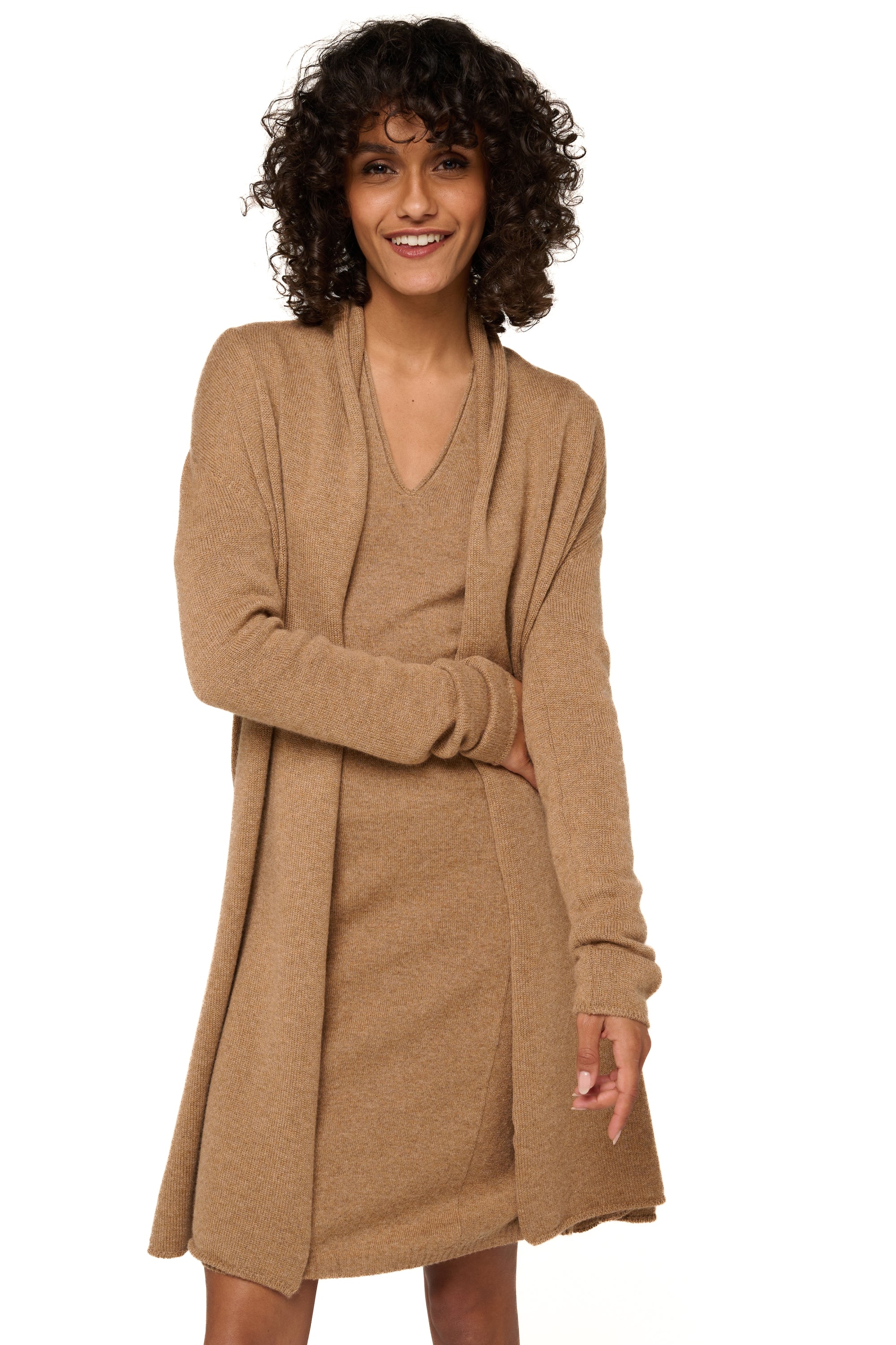 Perla in cashmere donna - cammello chiné - Mahogany