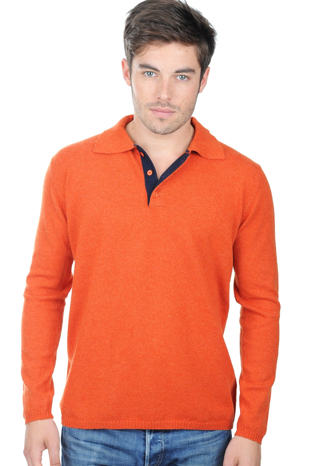Scott in cashmere uomo - paprika-blu marino scuro - Mahogany