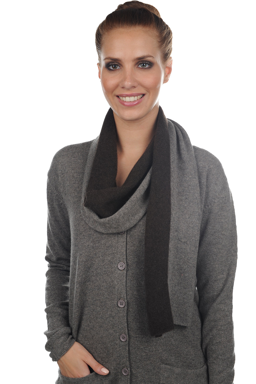 Luvo in cashmere e yak misto - marmotta chiné-marrone naturale - Mahogany