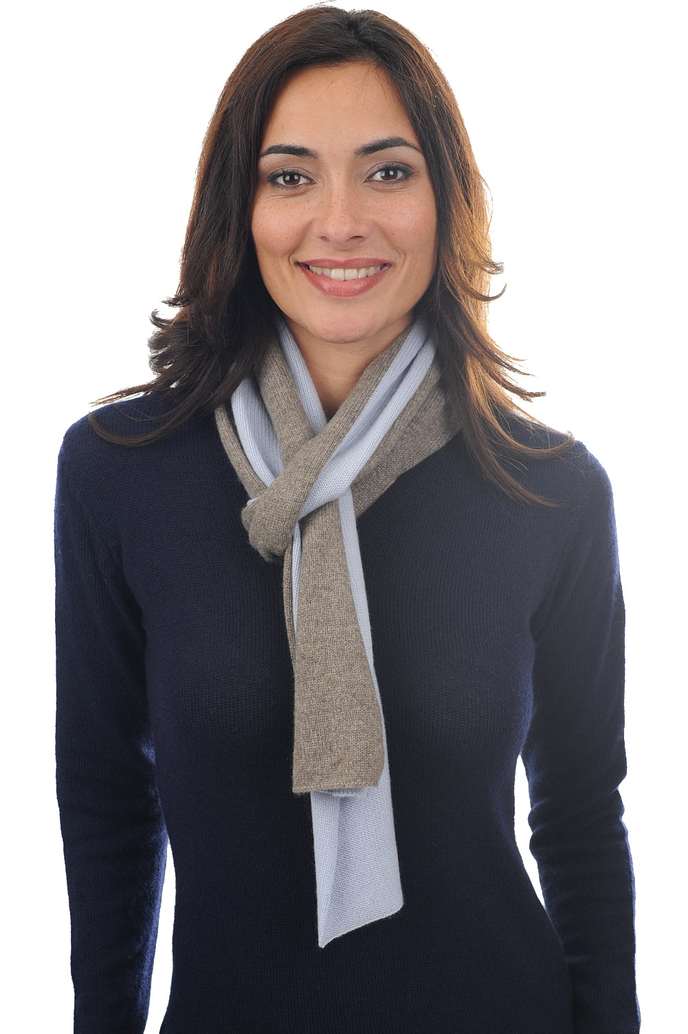 Luvo in cashmere e yak misto - azzurro cielo-grigio naturale - Mahogany