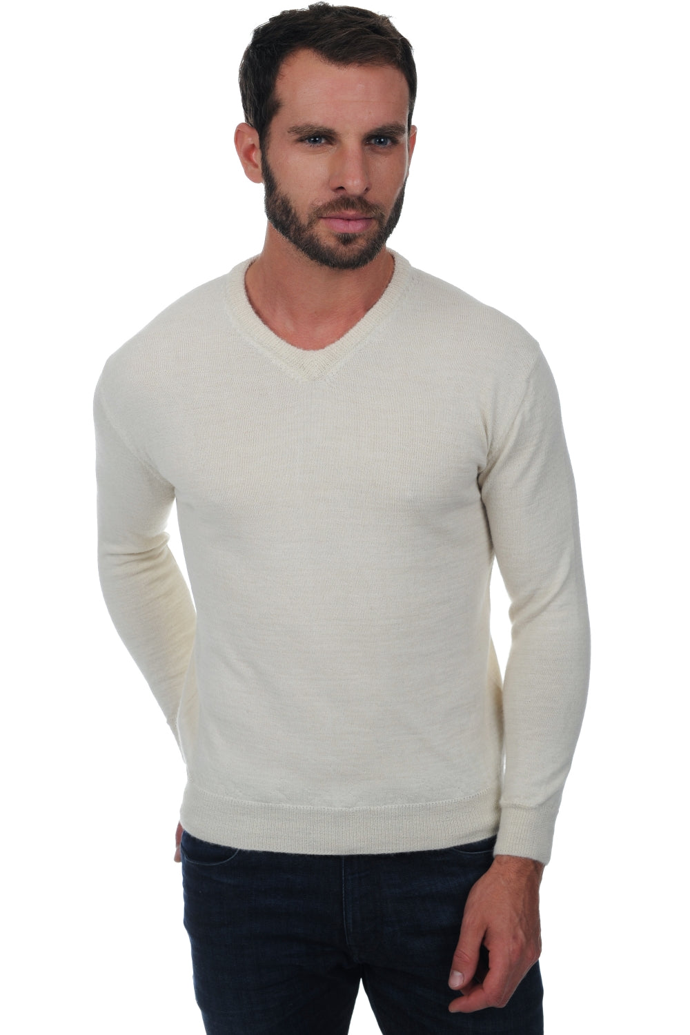 Gaspard-Alpaga in baby alpaca uomo - écru - Mahogany