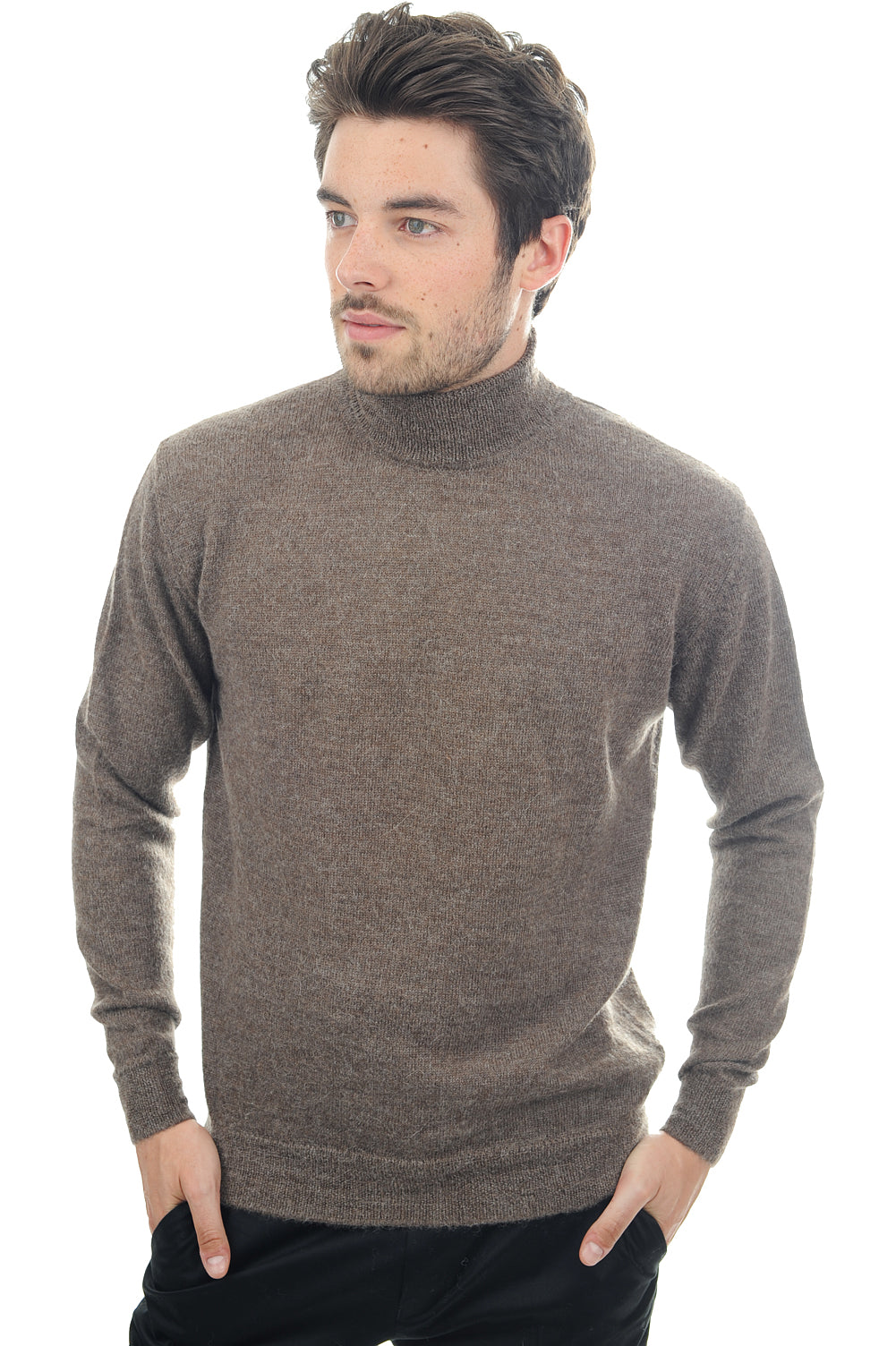 Edgar-Alpaga in baby alpaca uomo - naturale - Mahogany
