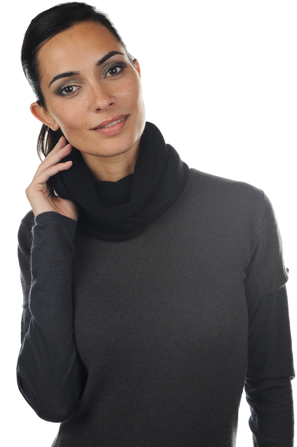 Fraise-Alpaga in baby alpaca unisex - nero - Mahogany