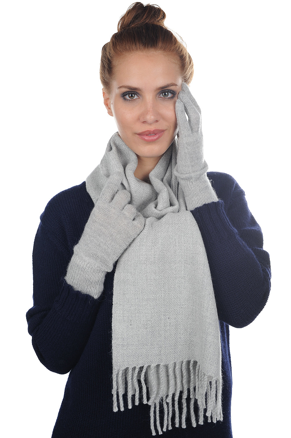 Manine-Alpaga in baby alpaca unisex - flanella chiné - Mahogany