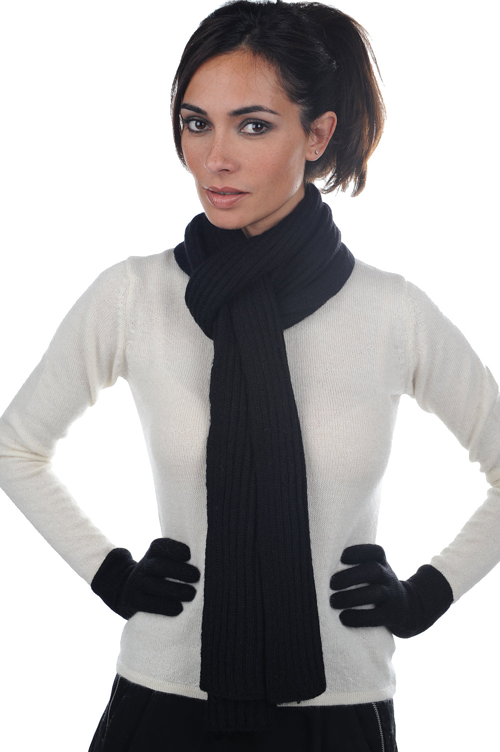 Manine-Alpaga in baby alpaca unisex - nero - Mahogany