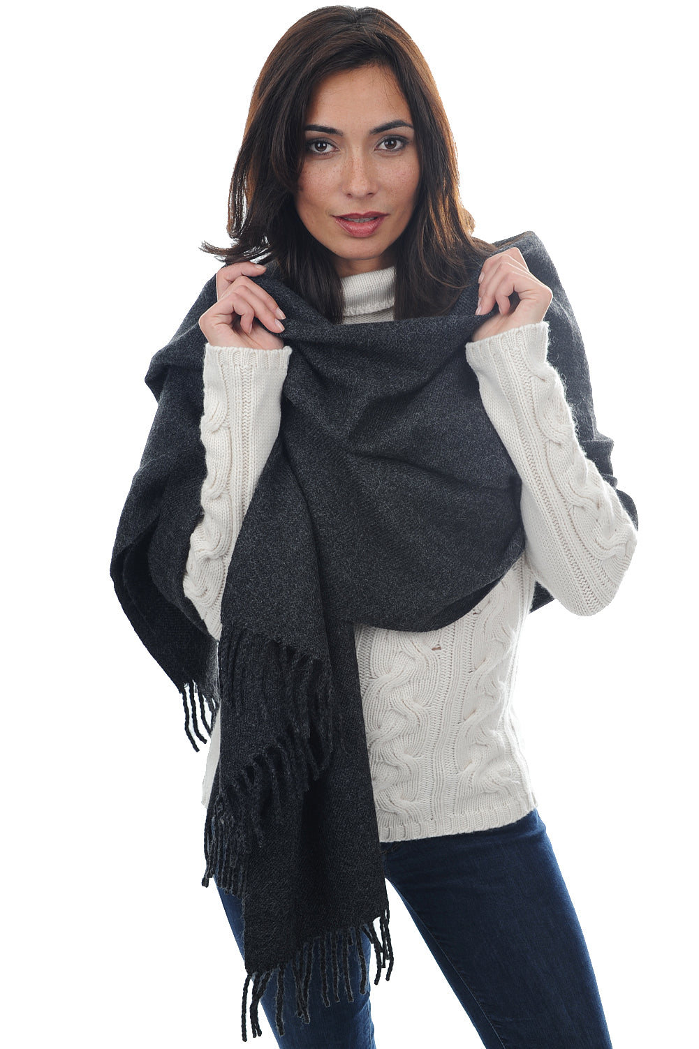 Sciarpa in baby alpaca, 100% baby alpaca, misto, fine, , Mahogany