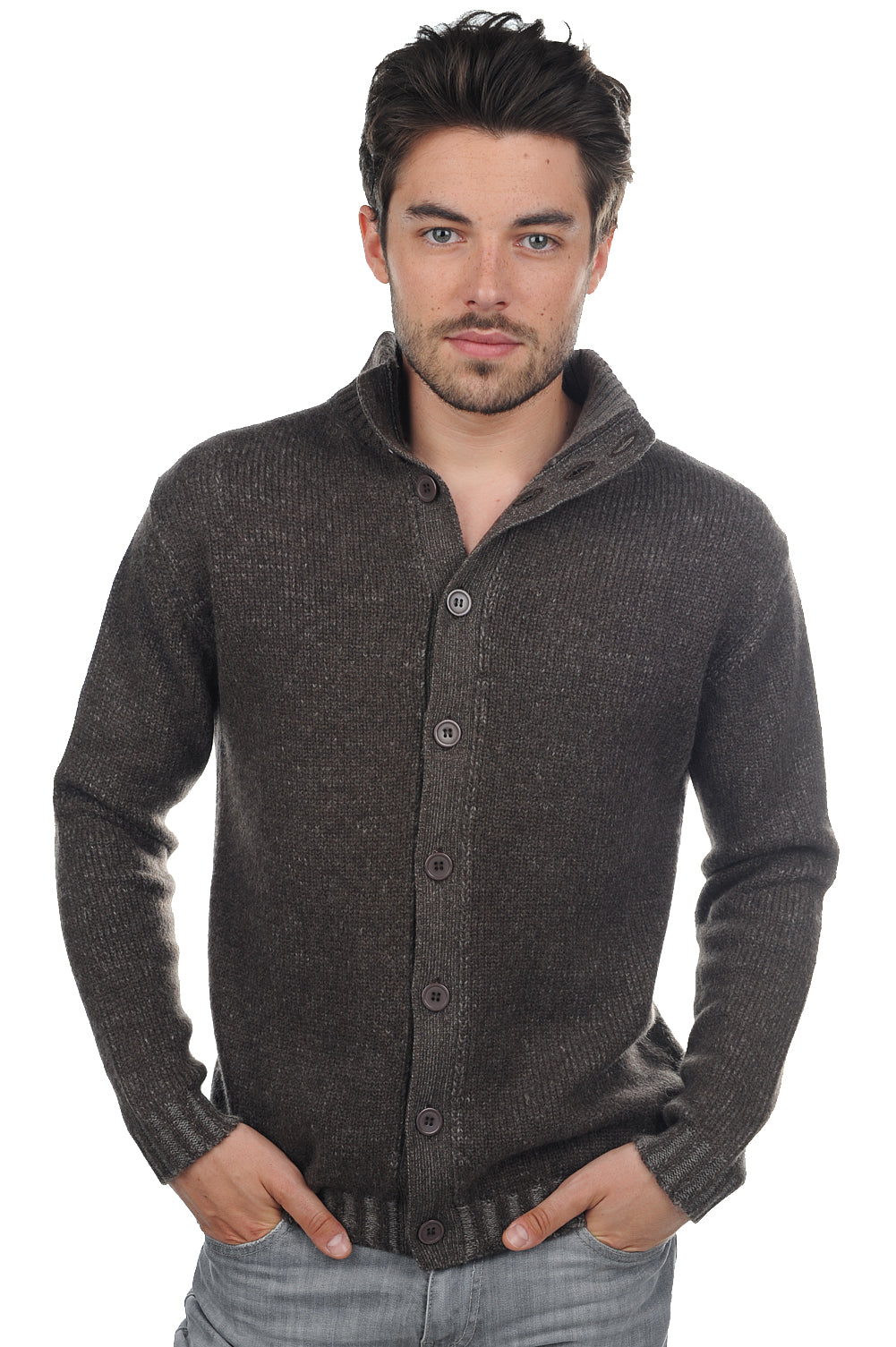 Jo in cashmere uomo - marrone chiné-marmotte chiné - Mahogany