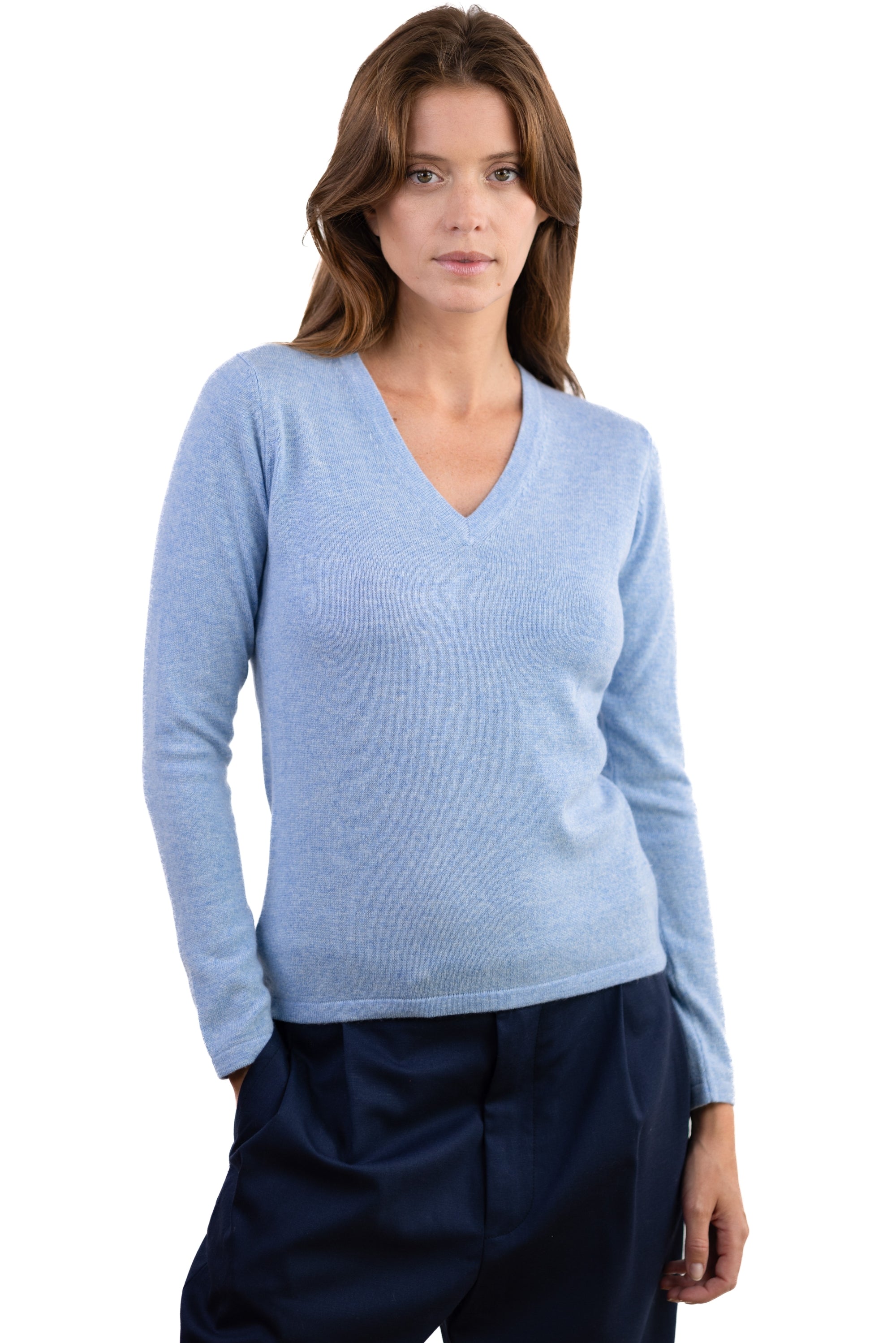 Emma in cashmere donna - blu azzurro chiné - Mahogany