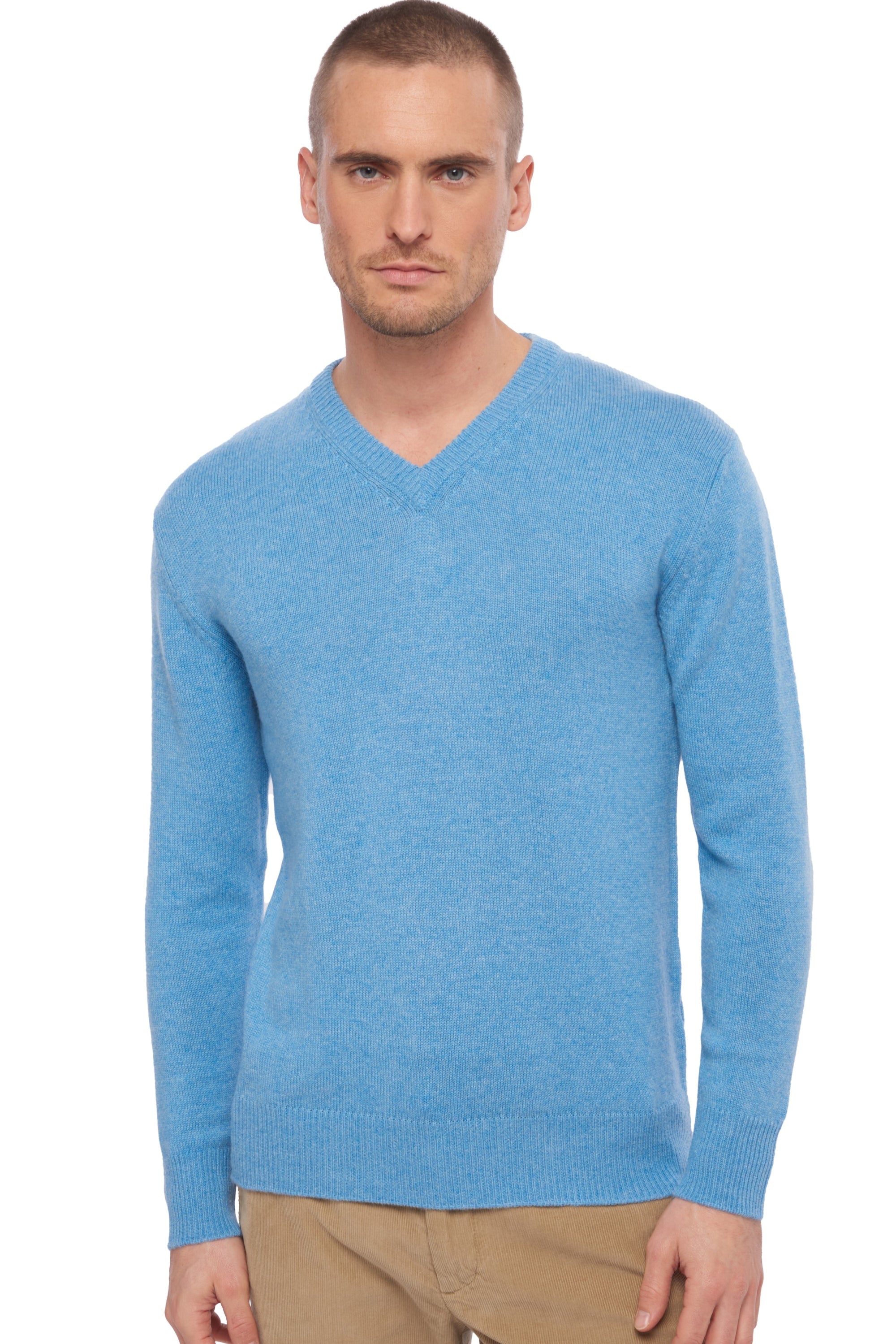 Hippolyte 4F in cashmere uomo - blu azzurro chiné - Mahogany