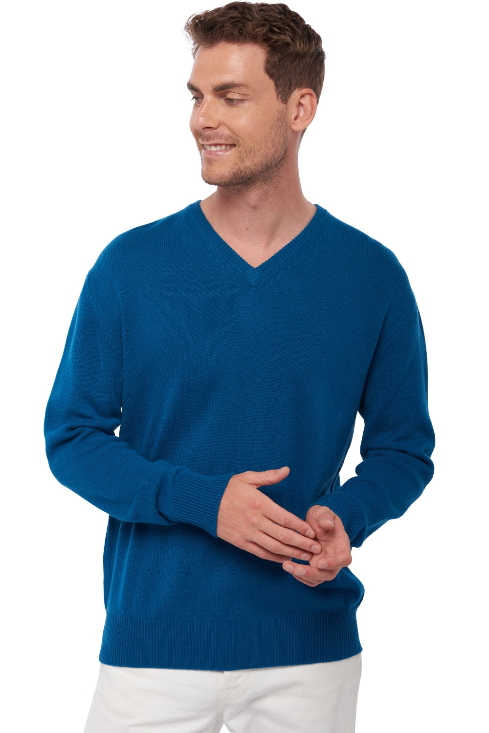 Hippolyte 4F in cashmere uomo - blu anatra - Mahogany