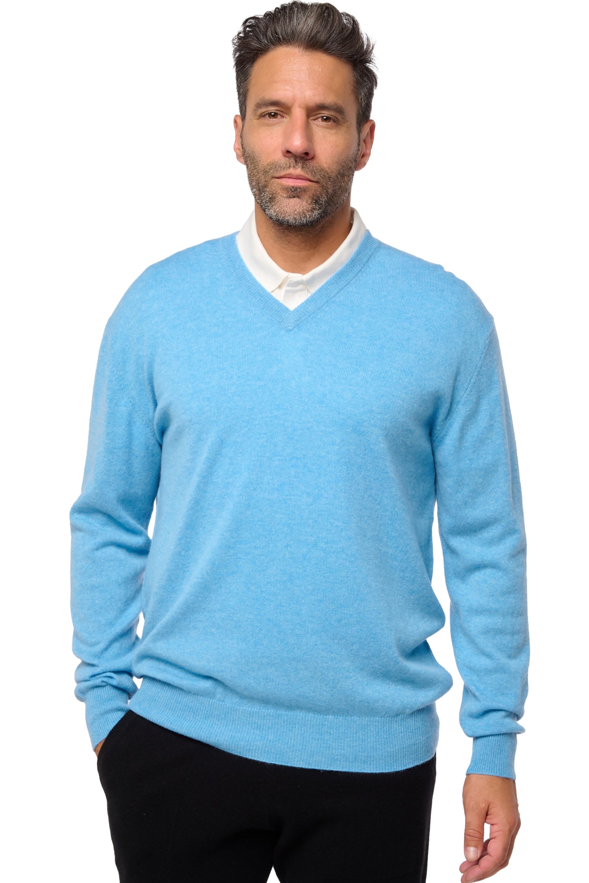 Hippolyte in cashmere da uomo - blu azzurro melange - Mahogany