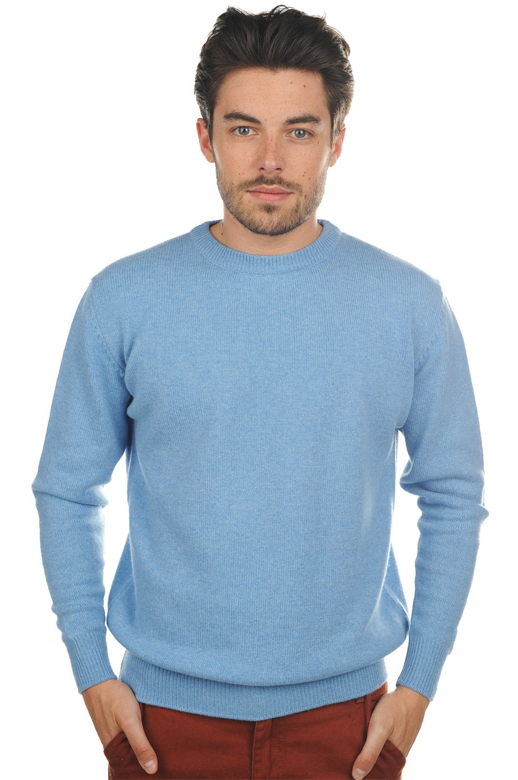 Nestor 4F in cashmere uomo - blu azzurro chiné - Mahogany
