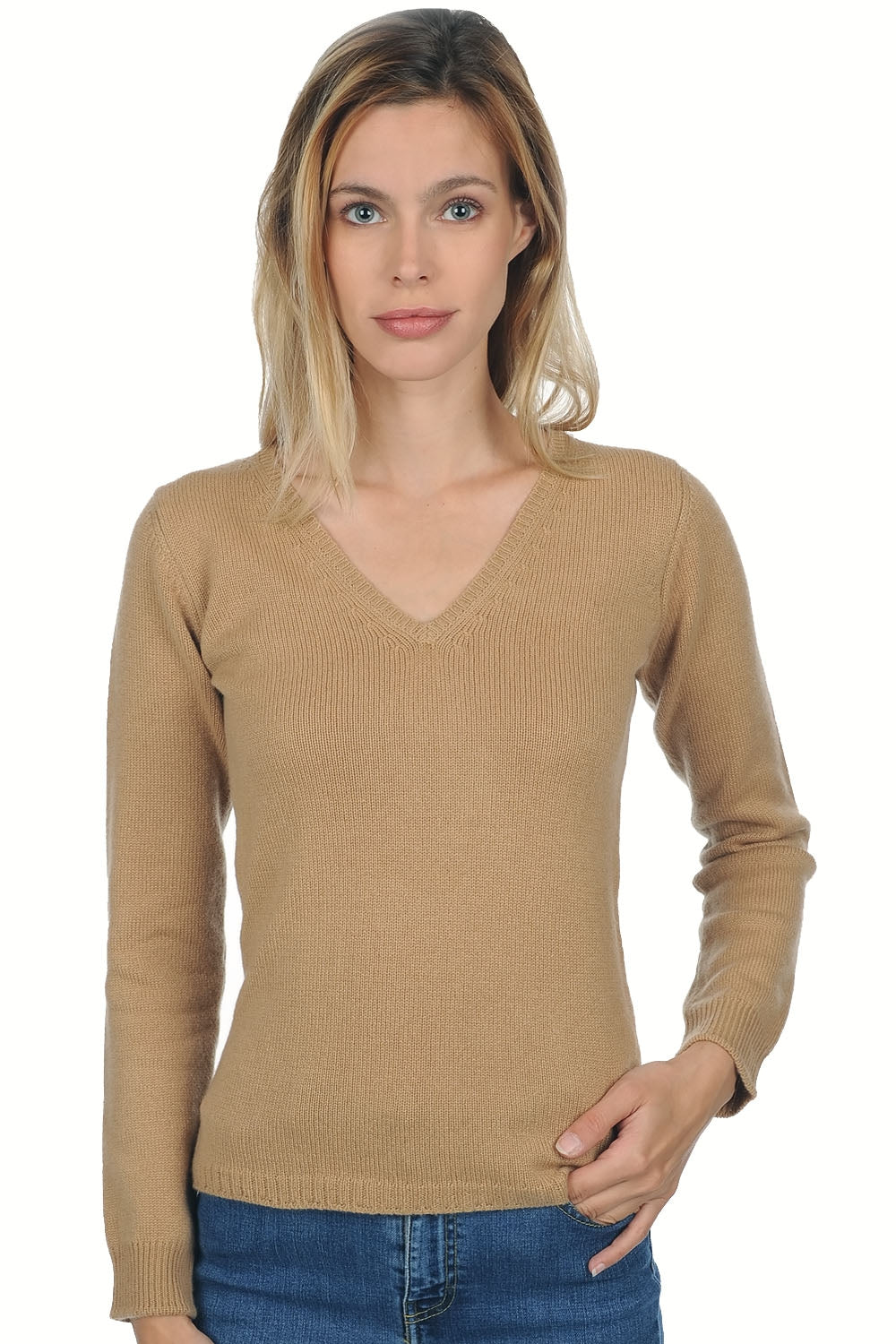 Erine 4F in cashmere donna - cammello - Mahogany