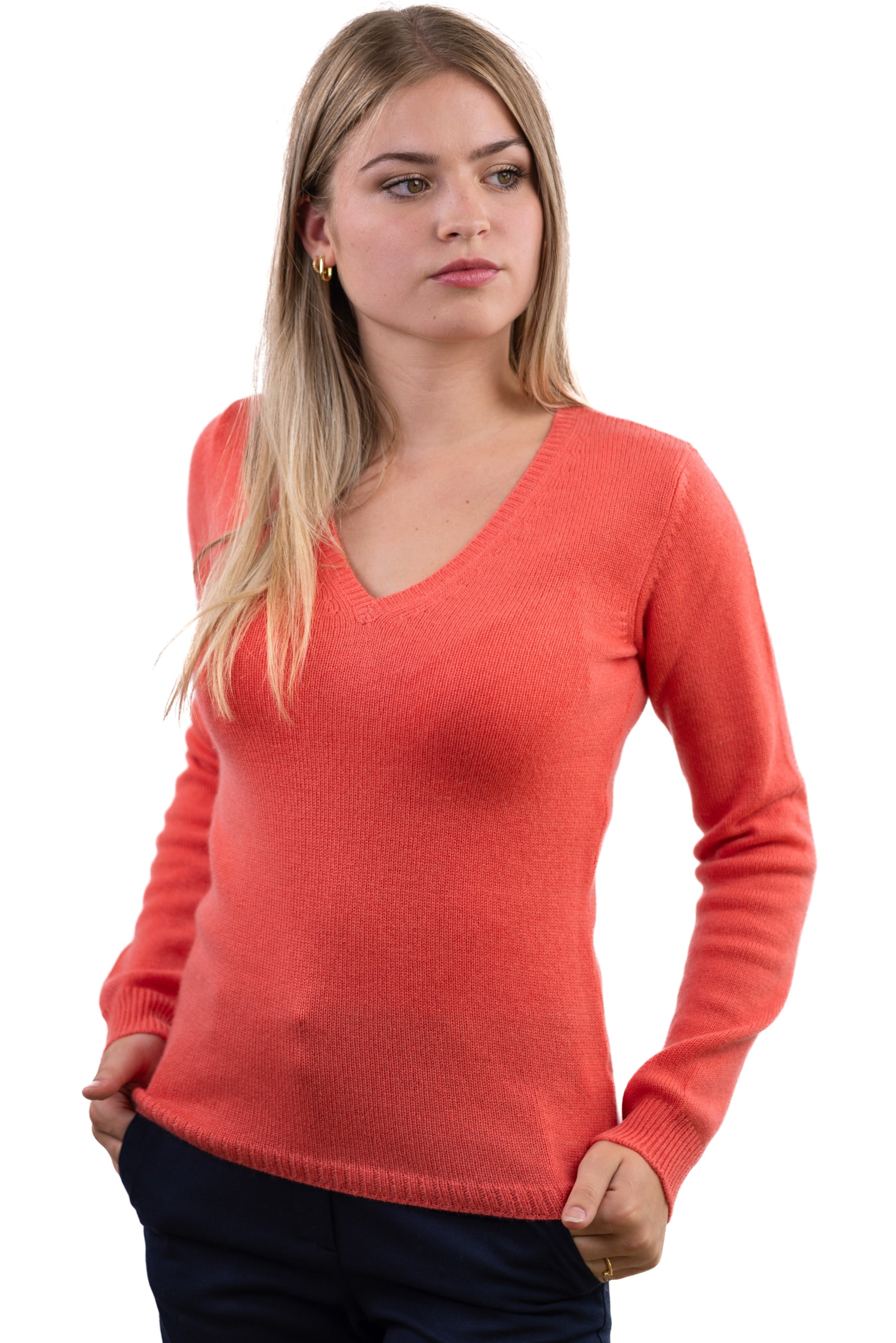 Erine 4F in cashmere donna - corallo luminoso - Mahogany
