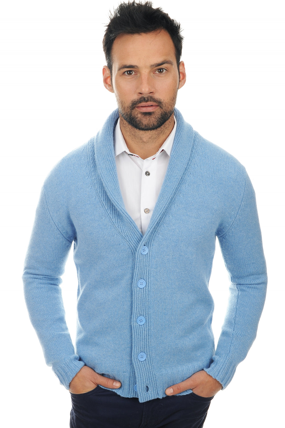 Jovan in cashmere uomo - blu azzurro chiné - Mahogany