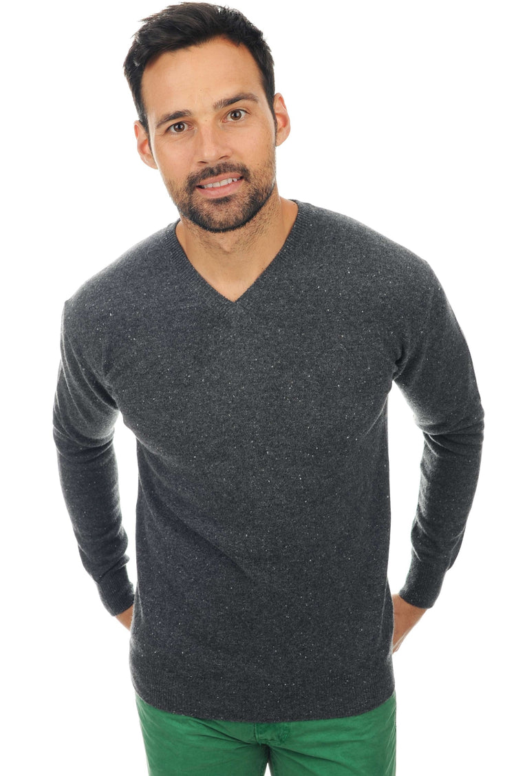 Maglione in cashmere, 100% Cashmere, uomo, collo a V, vestibilità slim, maniche lunghe, normale / 2 e 4 fili, maglia normale, Mahogany