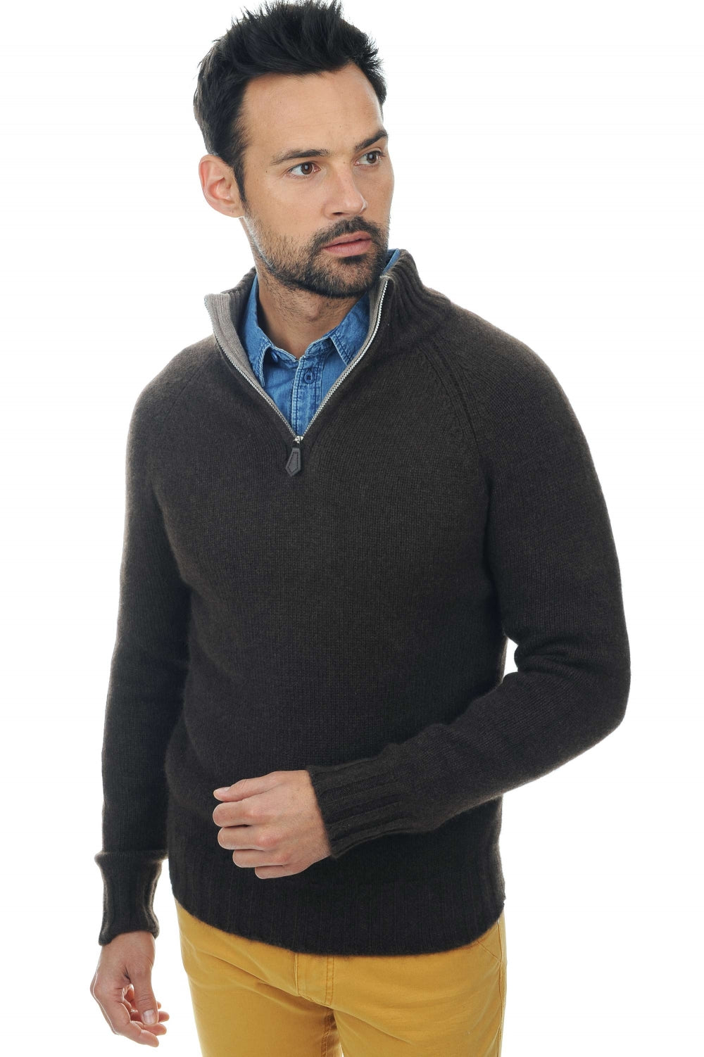 Howard in cashmere e yak uomo - marrone naturale-natural brown - Mahogany