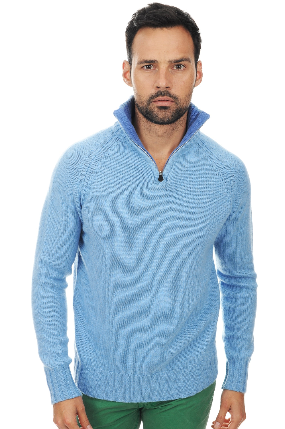 Olivier in cashmere uomo - blu azzurro melange-blu melange - Mahogany