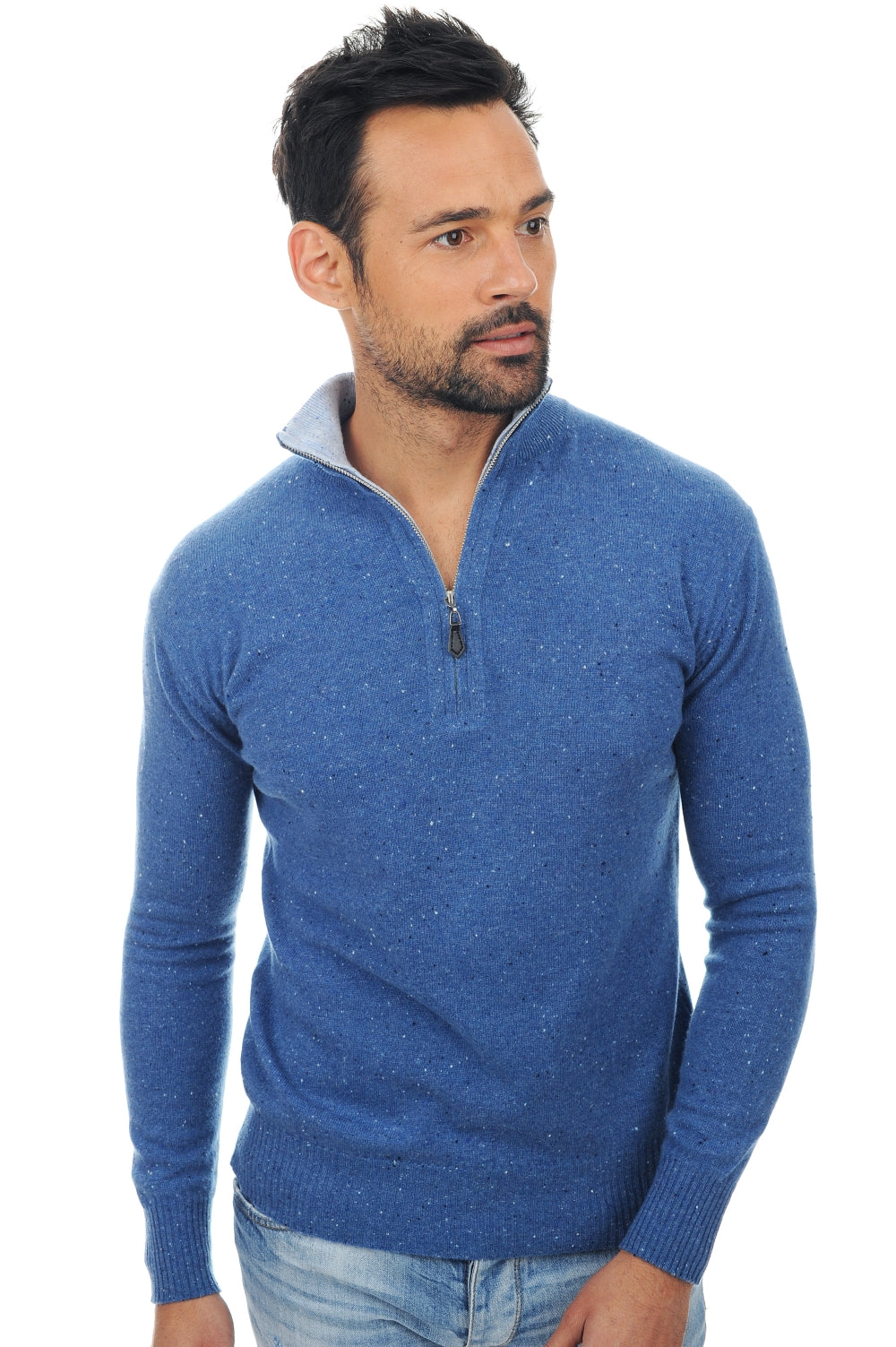 Henri in cashmere uomo - bleu memphis-azzurro chiaro - Mahogany