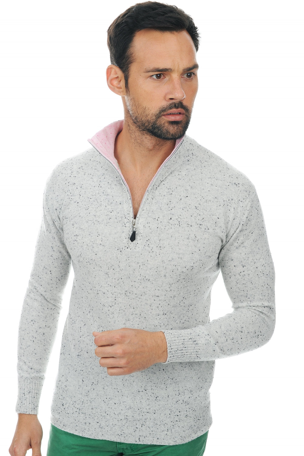 Henri in cashmere uomo - flanella screziata-rosa chiaro - Mahogany