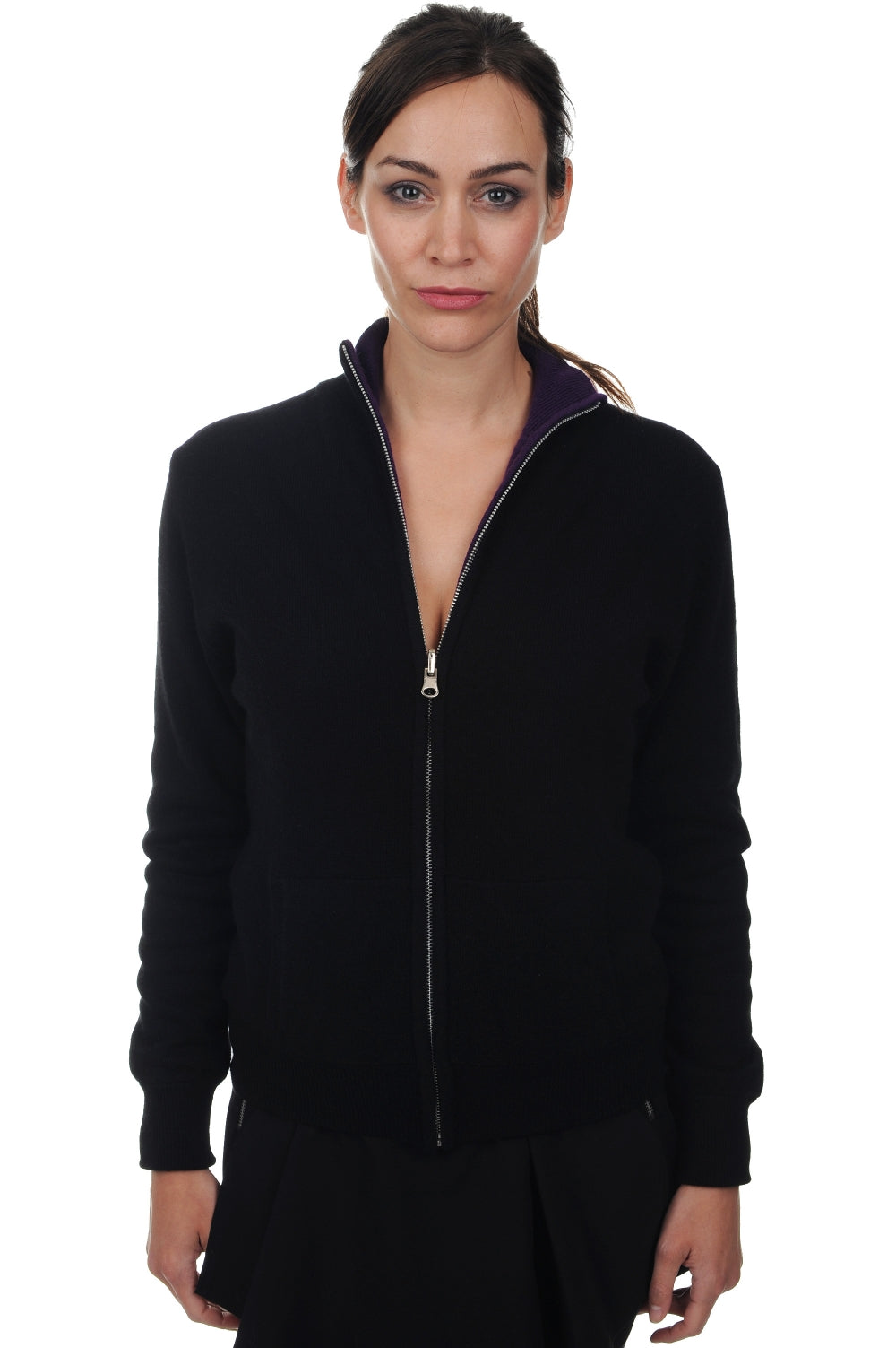 Akemi in cashmere donna - nero-viola vivissimo - Mahogany