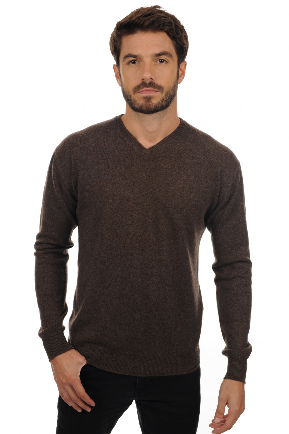 Maddox in cashmere uomo - marrone chiné - Mahogany
