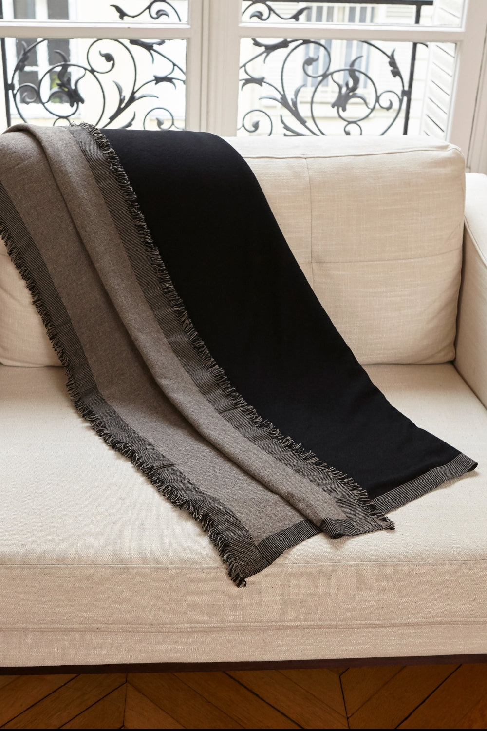 Fougere 130 x 190 in cashmere misto - nero-marmotta chiné - Mahogany