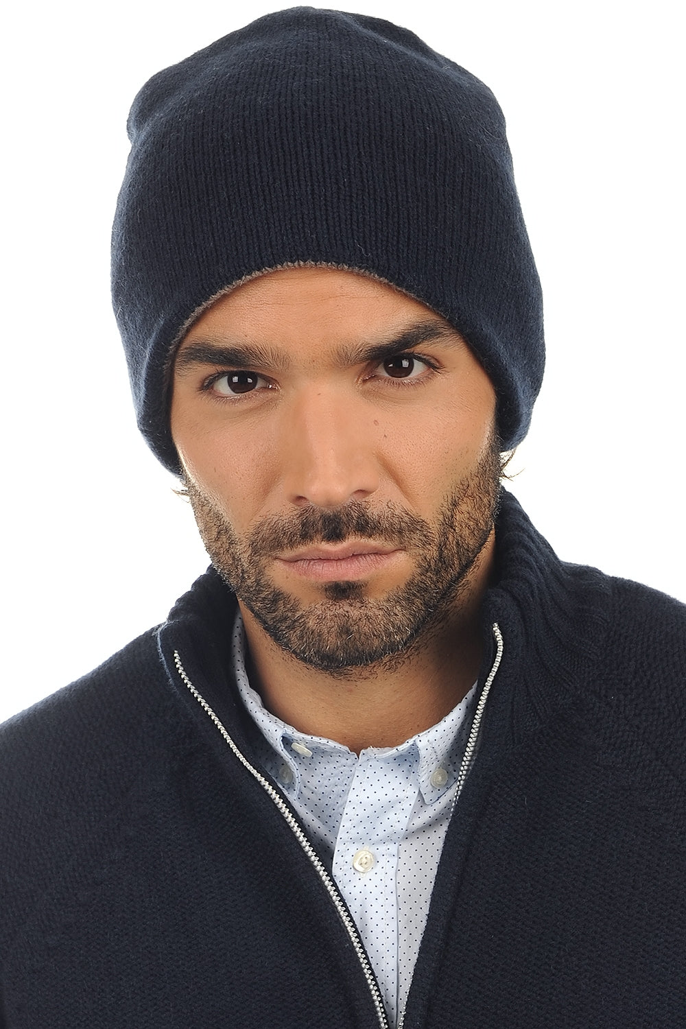 Aiden in cashmere uomo - blu marino scuro-marmotta melange - Mahogany