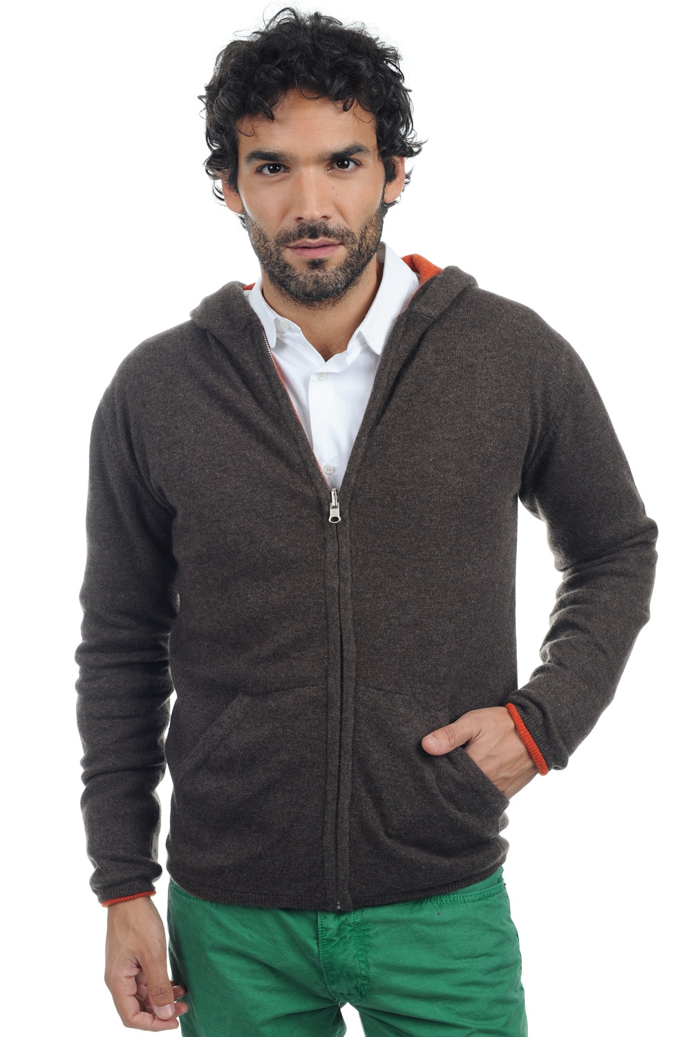 Carson in cashmere uomo - marrone chiné / paprika - Mahogany