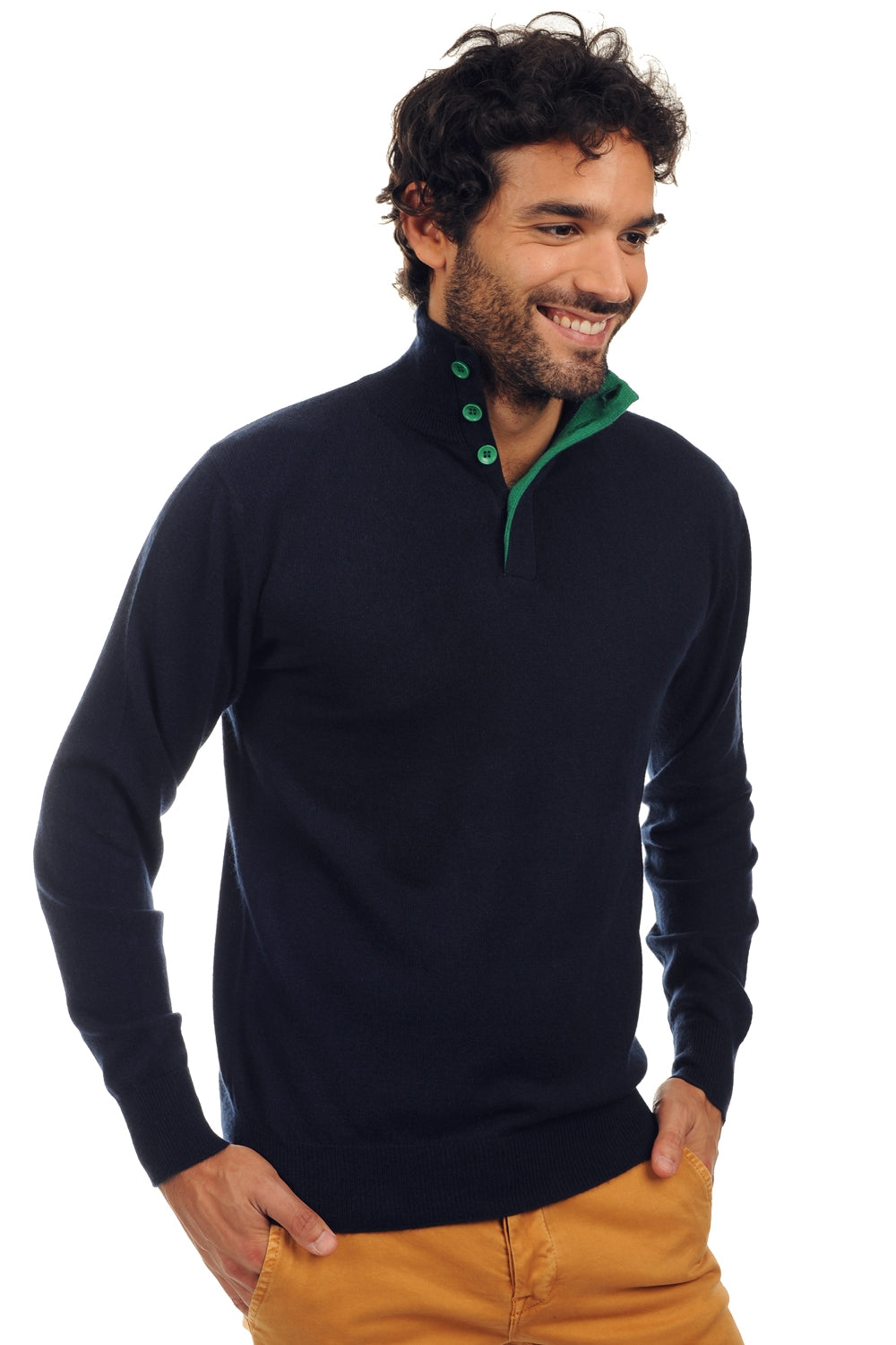 Gauvain in cashmere uomo - blu marino scuro-verde inglese - Mahogany