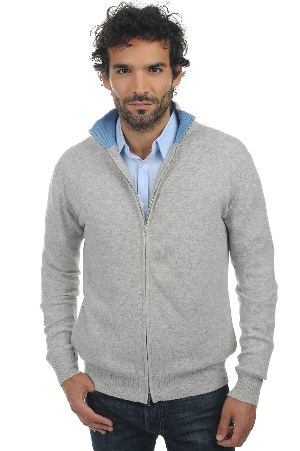 Ronald in cashmere uomo - flanella melange-azzurro melange - Mahogany