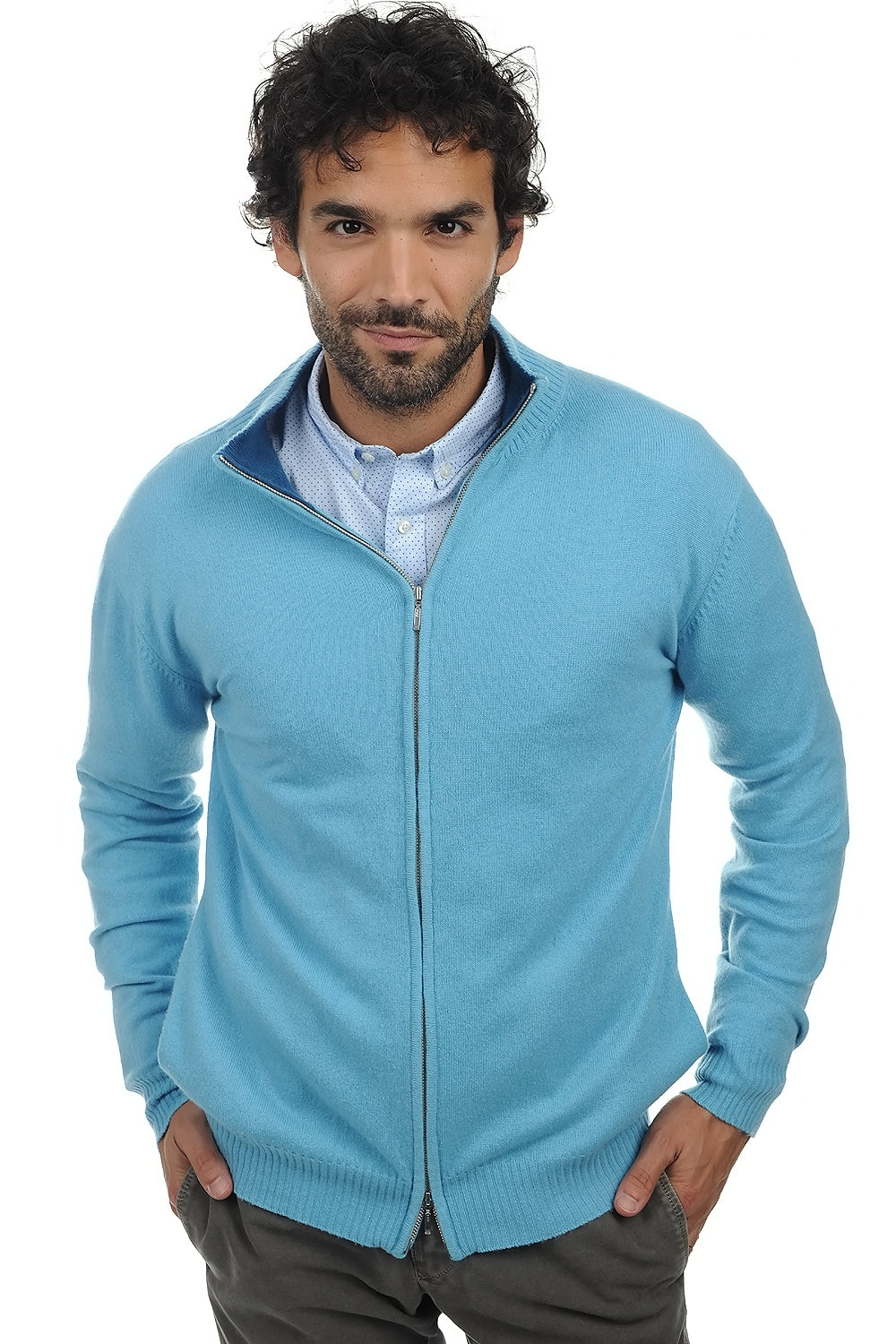 Ronald in cashmere uomo - tourmaline-blu anatra - Mahogany