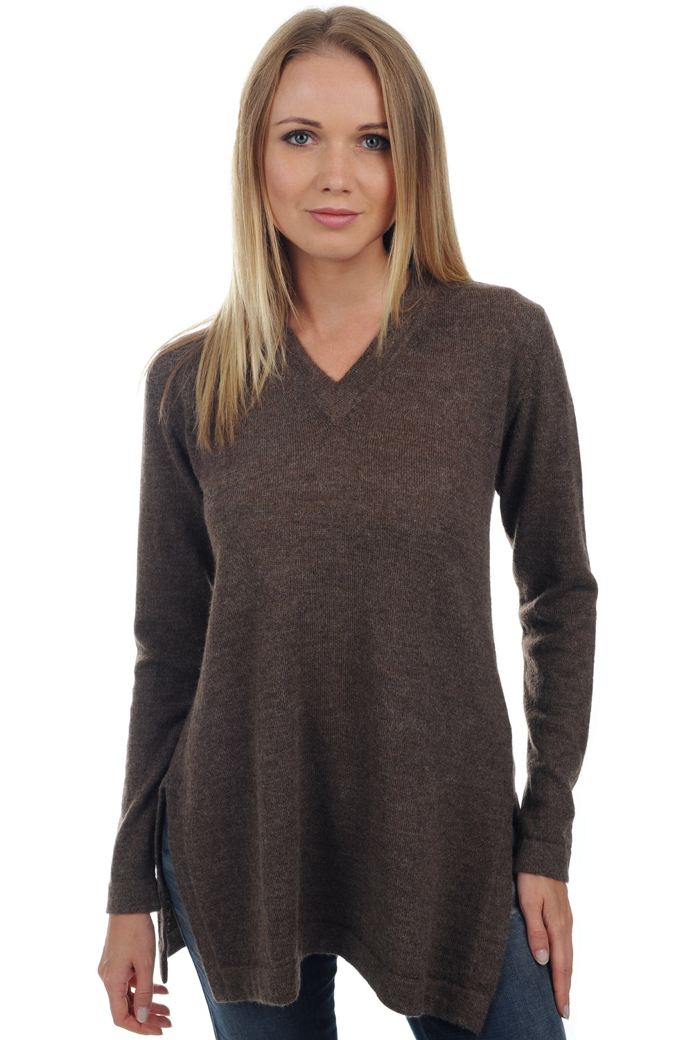 Sydney in baby alpaca donna - naturale - Mahogany