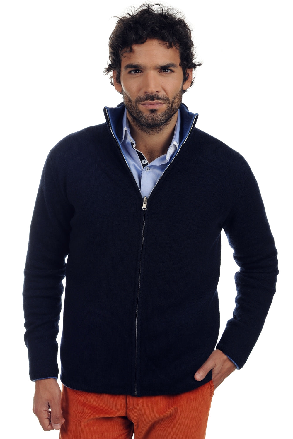 Vincent in cashmere e yak uomo - blu notte-blu melange - Mahogany