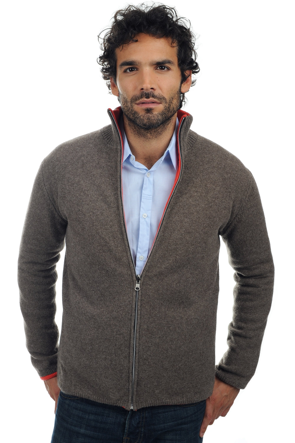 Vincent in cashmere e yak uomo - marmotta naturale-corallo luminoso - Mahogany